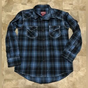 Boy’s Blue Plaid Button Down Shirt Size Large